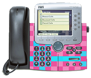 Checker Board Pink & Cyan - Cisco Unified IP Phone
